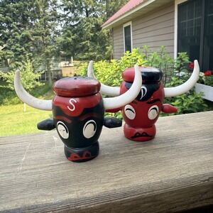Western Bull Red Salt And Pepper VTG Japan Country Farm Cowboy Ranch Cowgirl